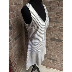 Olivia Rae Women's Striped Tank Maxi Dress Size Large White Navy Scoop Neck